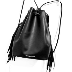 Victoria Secret drawstring faux leather backbag